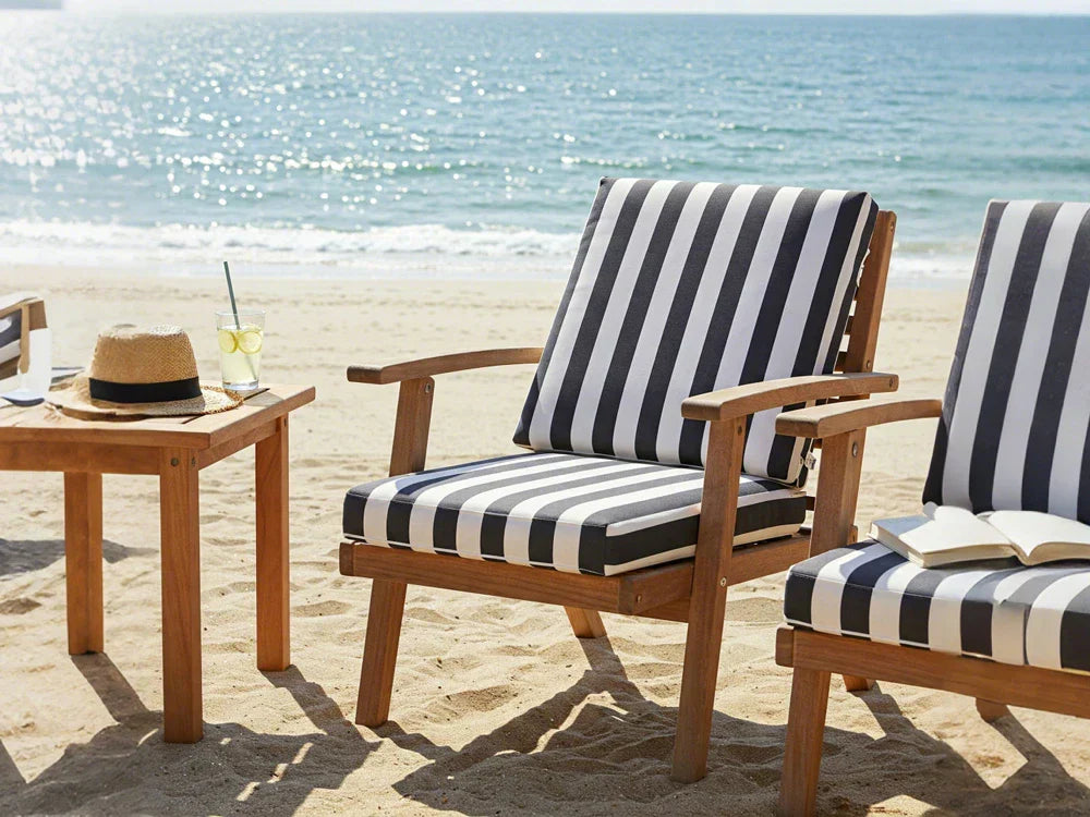 Stylish Black and White Striped Outdoor Chair Cushions For Your Patio