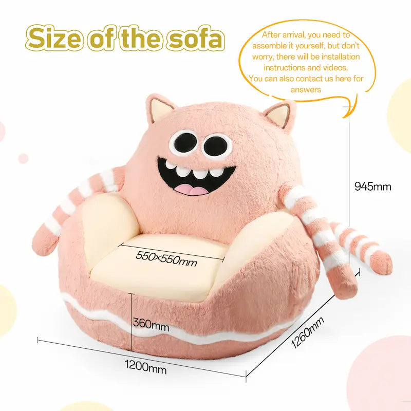 🌸 Cuddle Monster Kids' Sofa