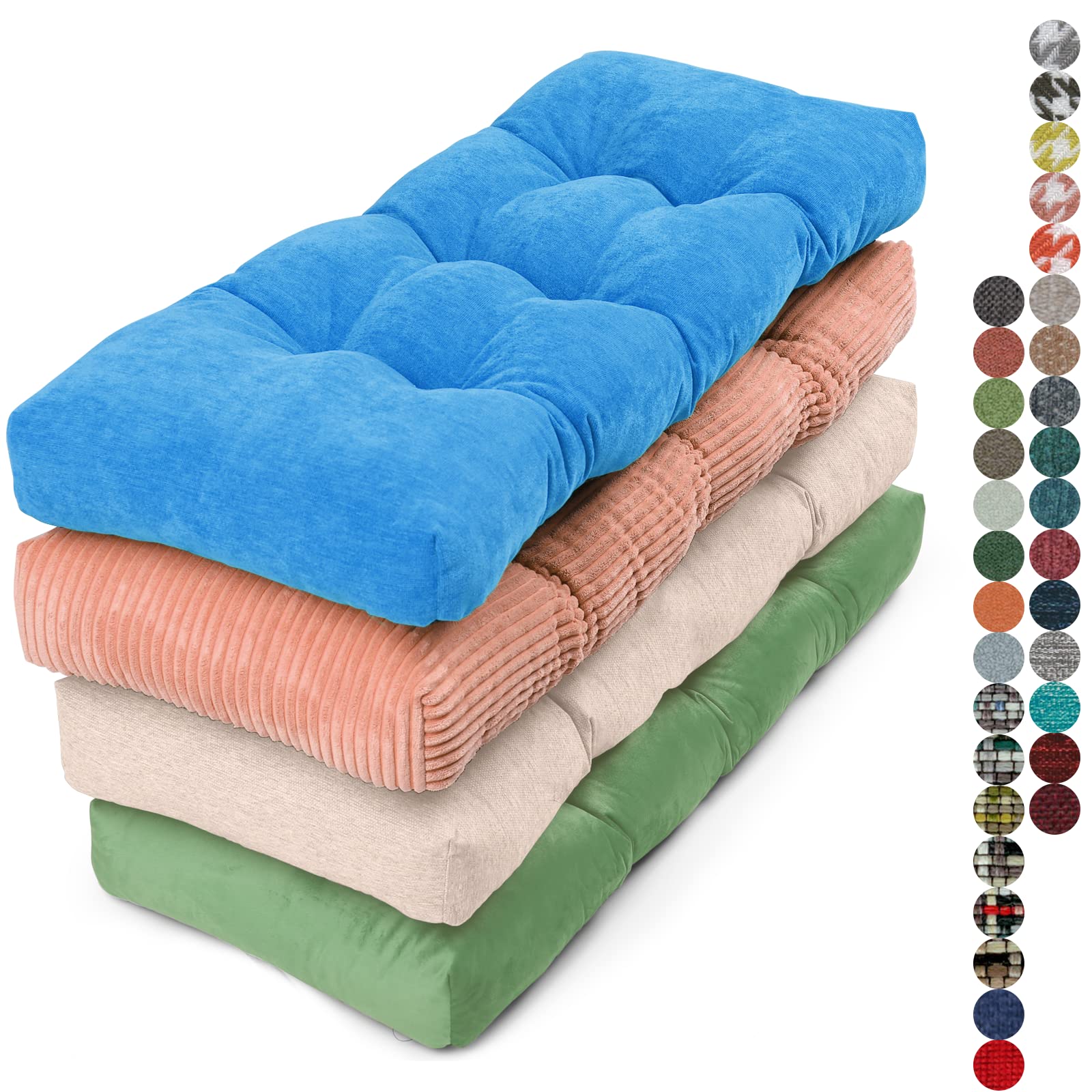 Tufted Bench Cushion with High-Density Foam and Non-Slip Backing