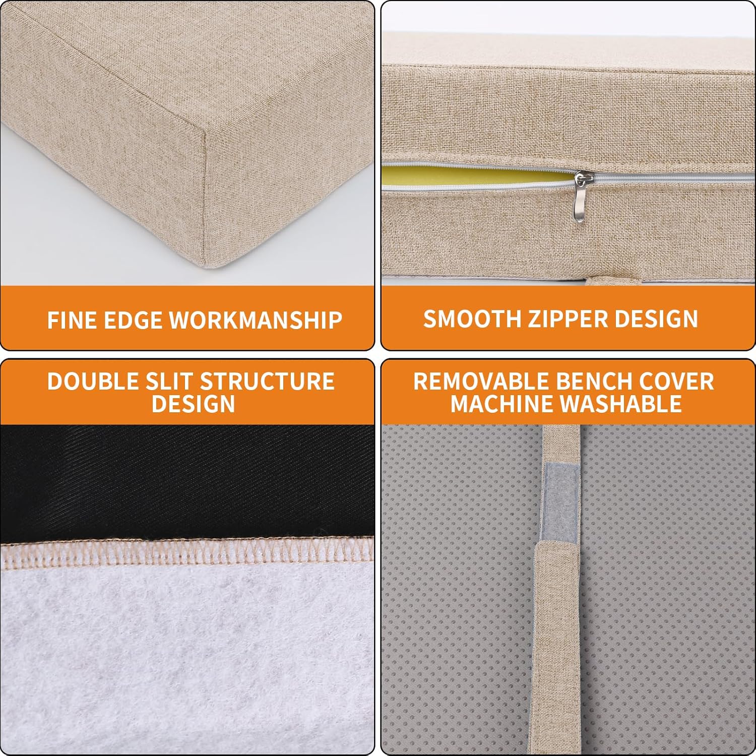 Bench Cushion with High-Density Foam for Comfortable Seating