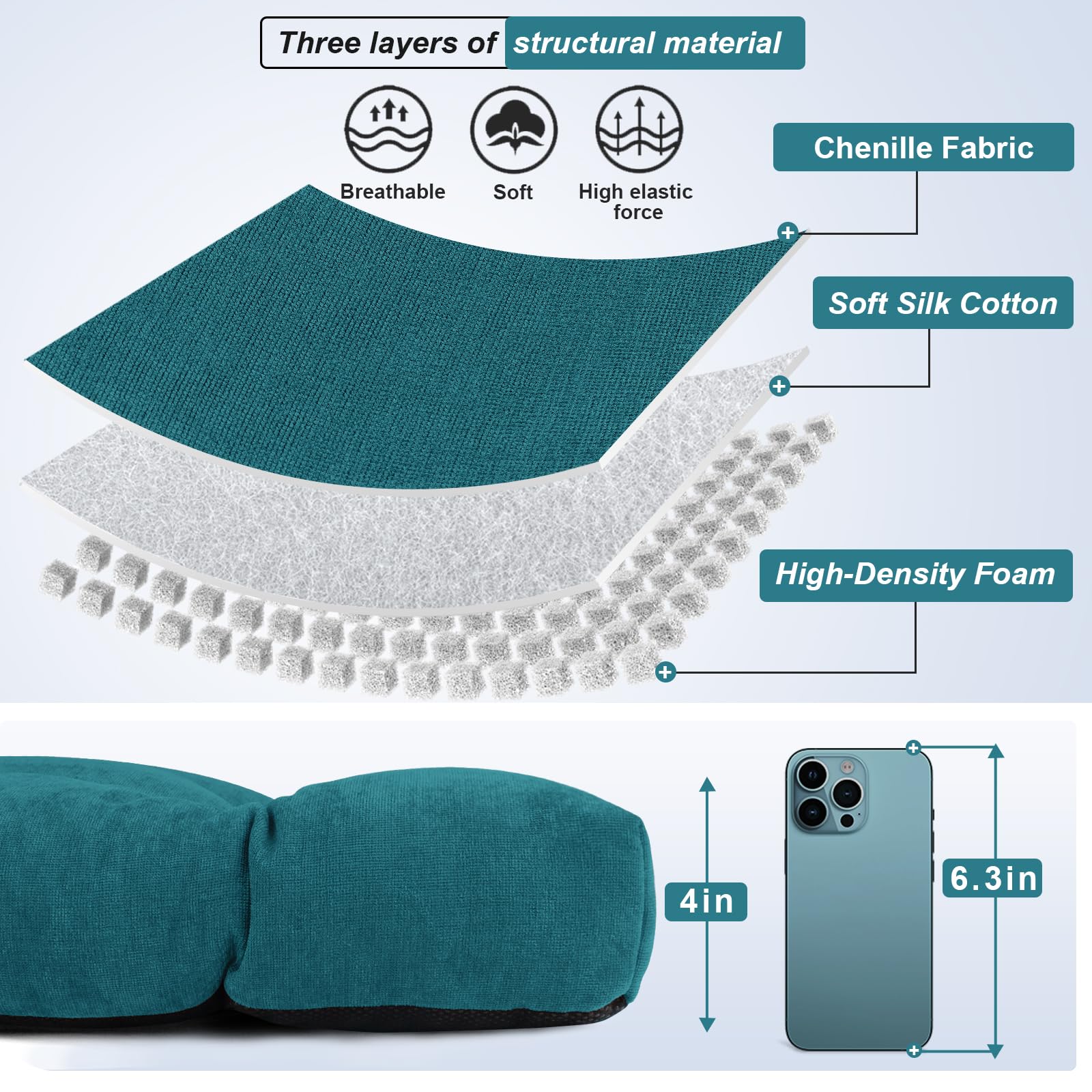 Tufted Bench Cushion with High-Density Foam and Non-Slip Backing