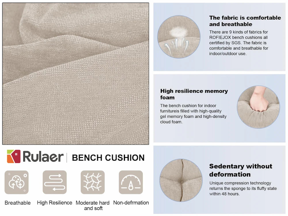 In-Stock Waterproof Tufted Bench Cushion with Fade-Resistant Fabric