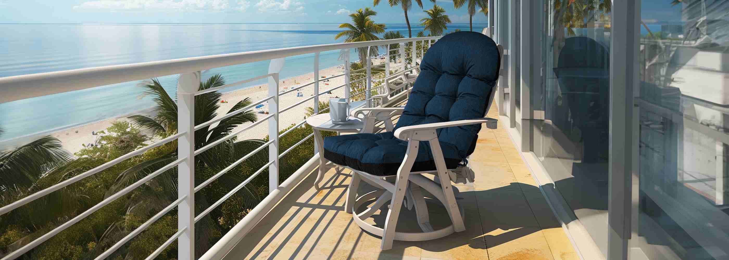 Dark blue Indoor Tufted High Back Chair Cushion not only enhance comfort but also look better when placed on an outdoor rocking chair | Rulaer