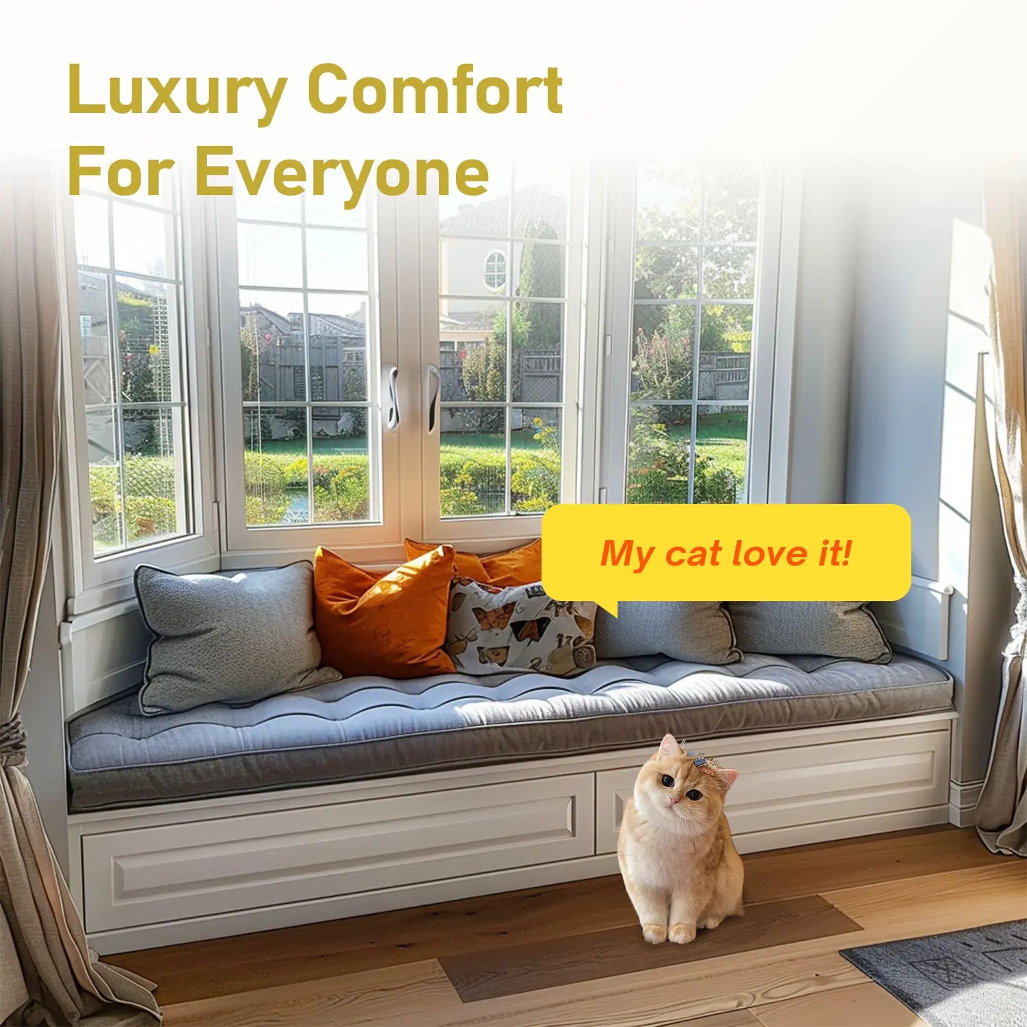 Rulaer® Custom Bay Window Trapezoid Cushion Cover Indoor Outdoor - Rulaer