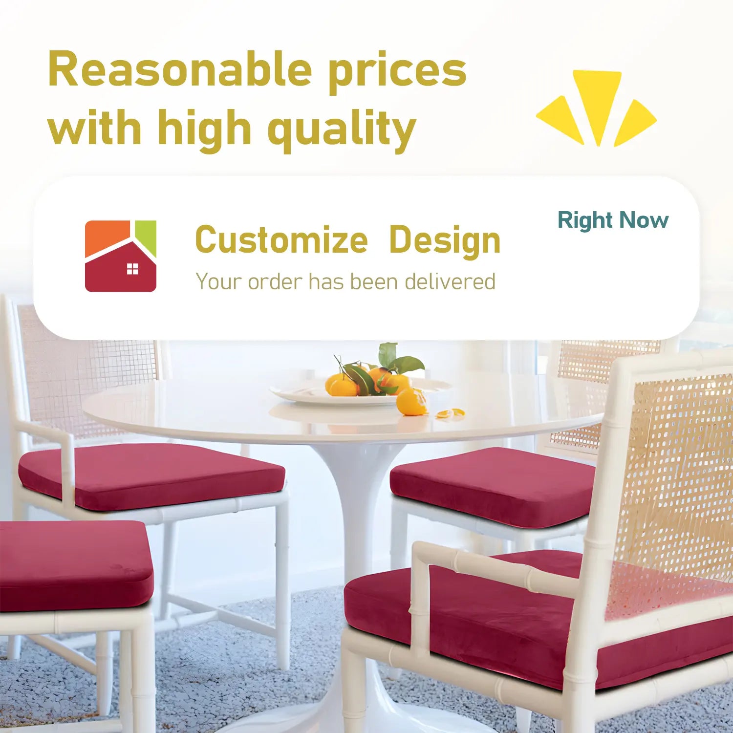 Rulaer® Custom Seat Cushion Pad Cover Indoor Outdoor - Rulaer