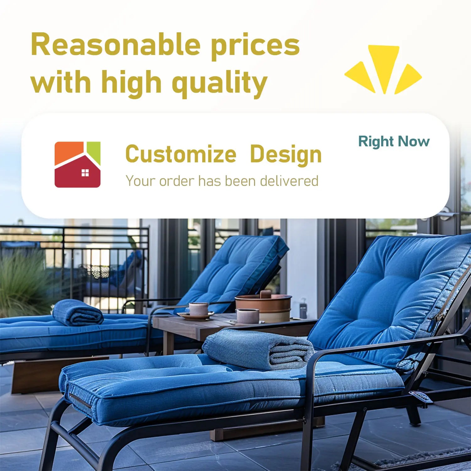 Rulaer® Custom Chaise Lounge Cushion Cover Indoor Outdoor - Rulaer