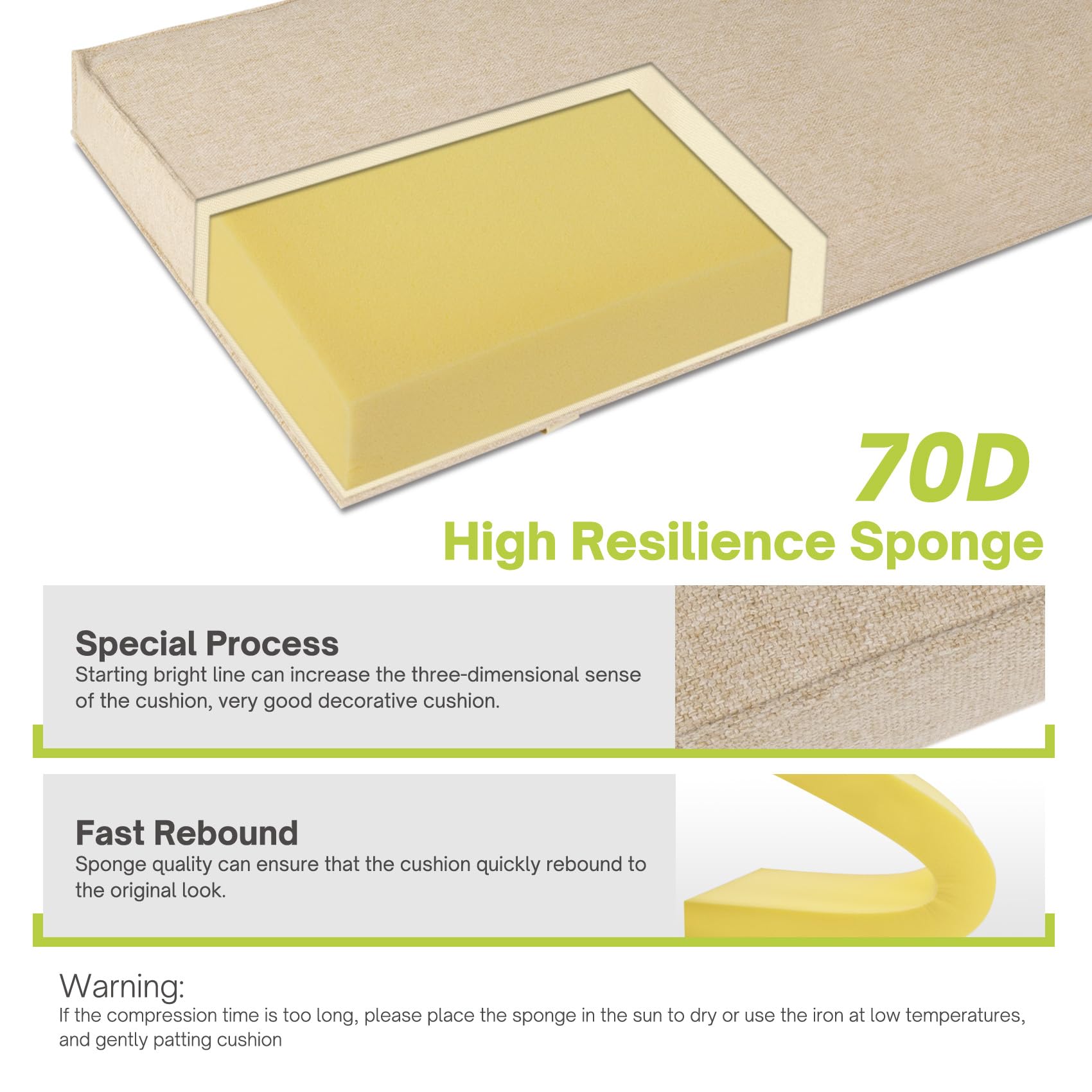 In-Stock Bench Cushion with Ties and Zipper for Indoor & Outdoor Living