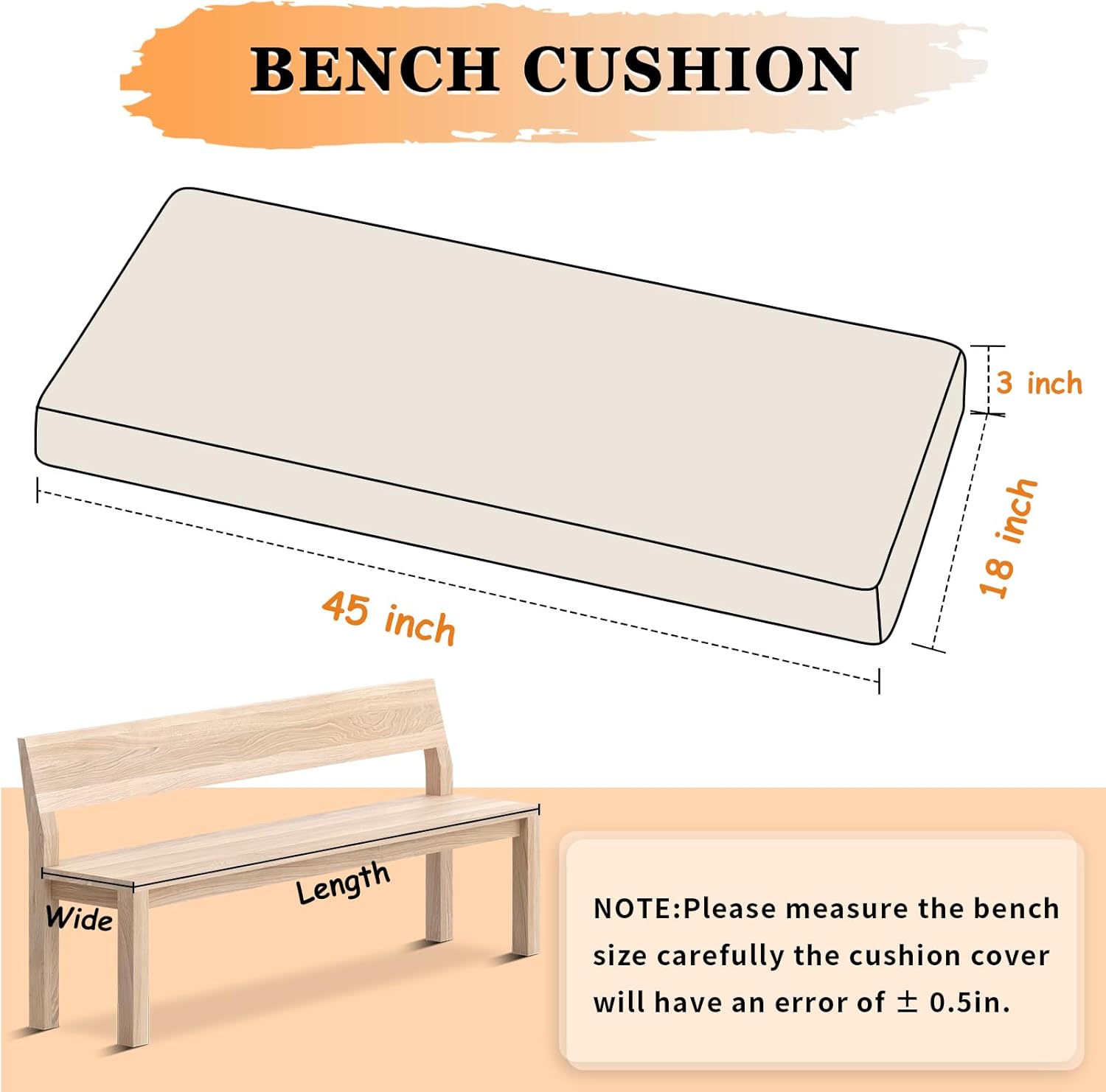 Bench Cushion with High-Density Foam for Comfortable Seating