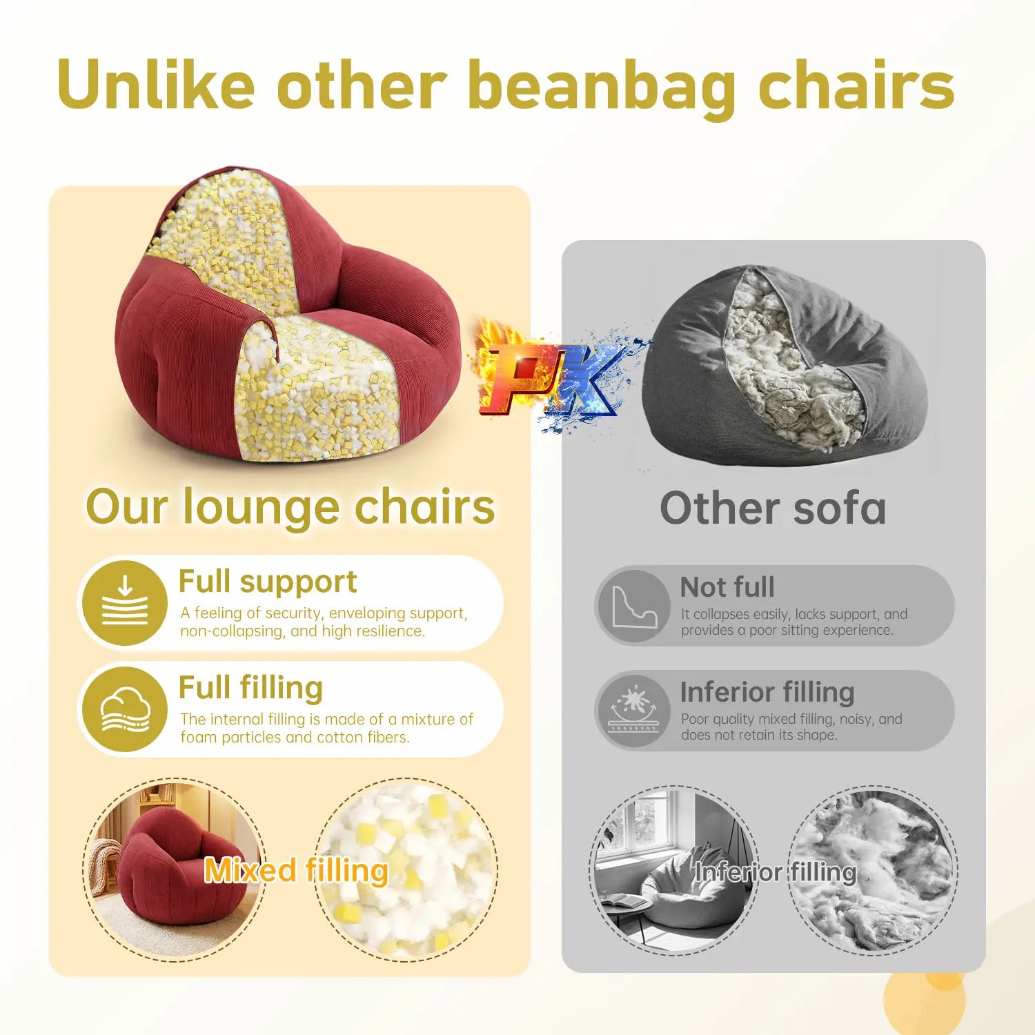 Rulaer®High-density foam-filled beanbag sofa