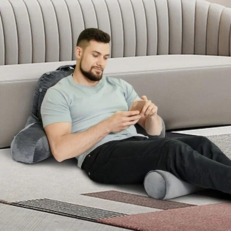 You can use this Bed Rest Reading Pillow in your living room floor while reading books or playing your phone | Rulaercushion