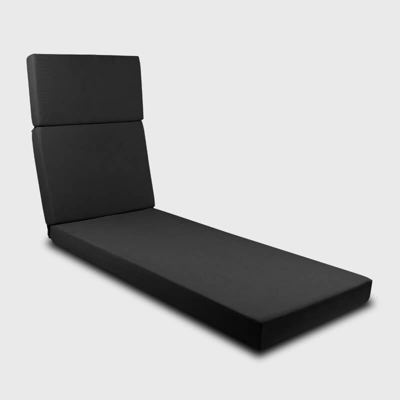 Black Outdoor Deck Chaise Lounge Cushion | Rulaer