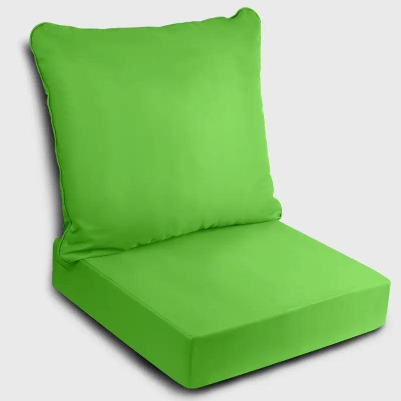 Bright green Indoor or Outdoor Deep Seat Cushion is well decorated with your outdoor garden chair | Rulaercushion