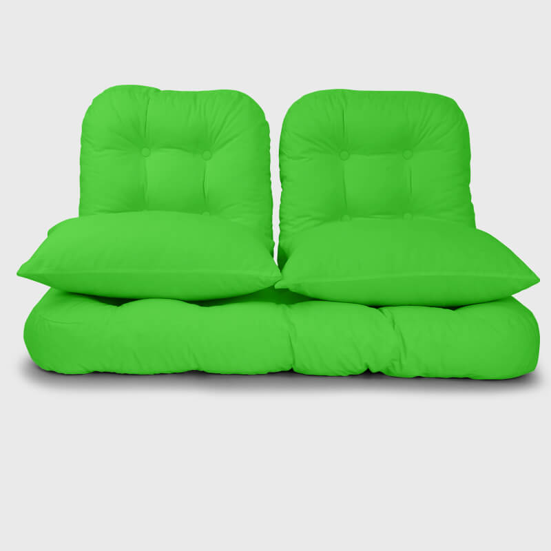 Bright green Wicker Loveseat Cushion Sets has a two pillows, filled with high-quality sponge | Rulaer cushion