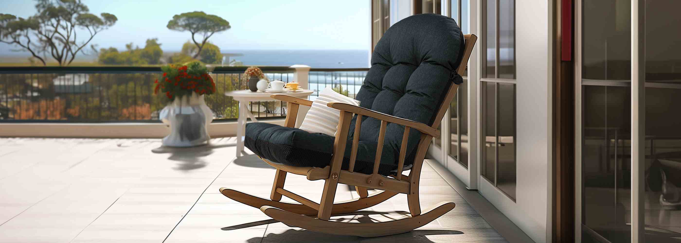 Dark gray Indoor Tufted High Back Chair Cushion not only enhance comfort but also look better when placed on an outdoor rocking chair | Rulaer