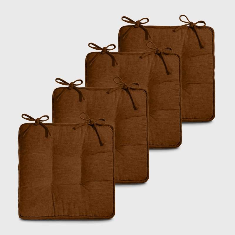 Four Deep brown Chair Cushions For Dining Chairs | Rulaer