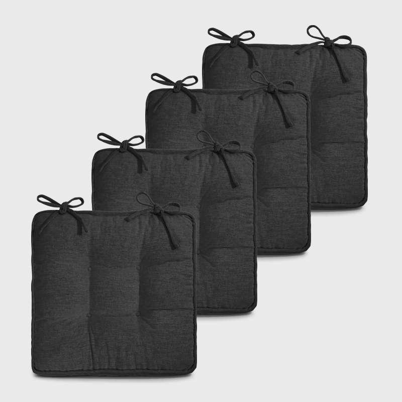 Four Deep gray Chair Cushions For Dining Chairs | Rulaer