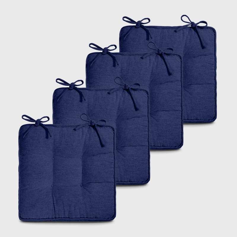 Four Denim blue Chair Cushions For Dining Chairs | Rulaer