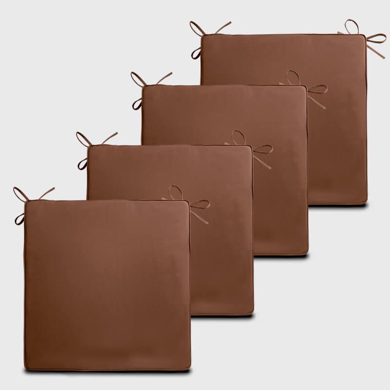 Four Exterior Chair Cushions with Ties with deep brown color Rulaer | Rulaer