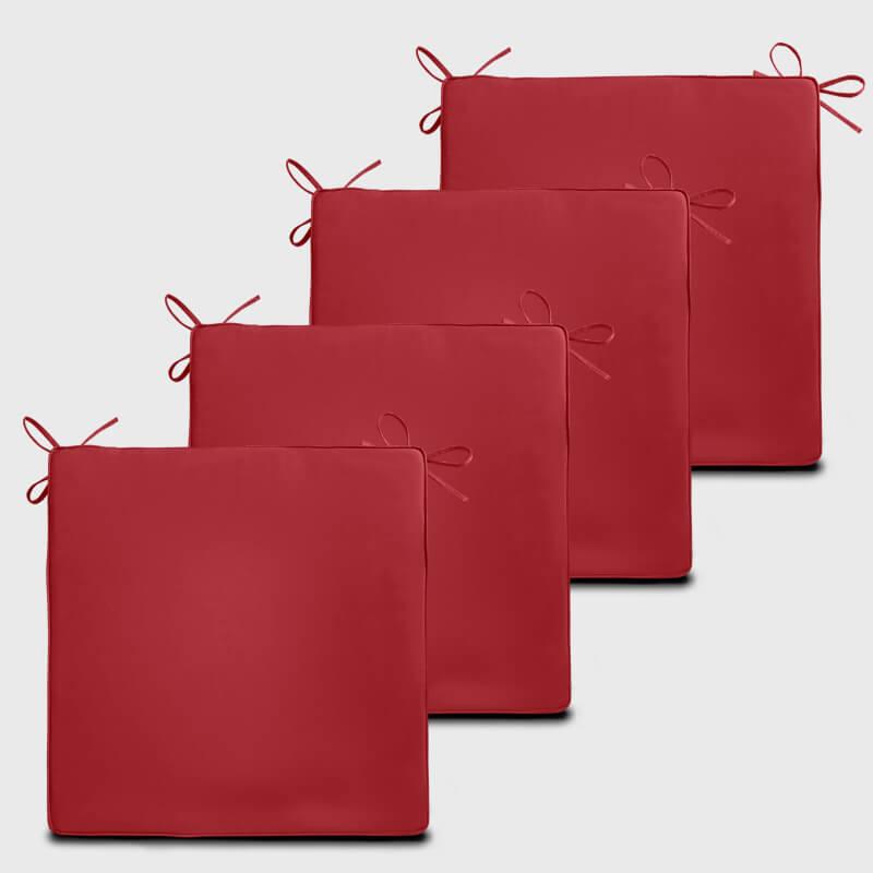 Four Exterior Chair Cushions with Ties with red color | Rulaer