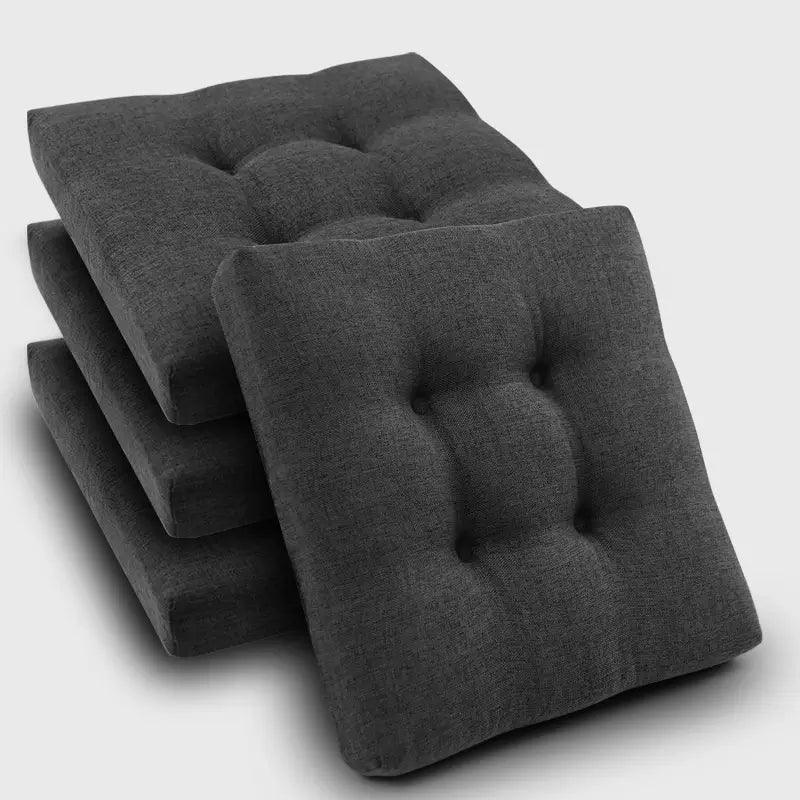 One time get Four Kitchen Square Bar Stool Cushions with Tiess with Deep gray color to ornament your dining arm chairs | Rulaercushion