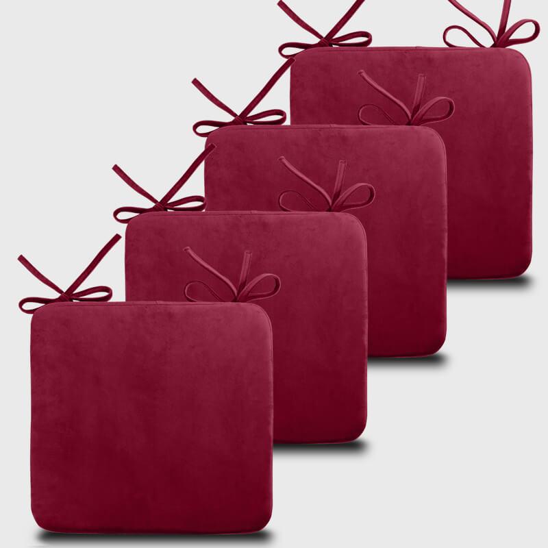 Kitchen Velvet Chair Cushions with Red Color is a shining decor on your kitchen dining chairs | Rulaer