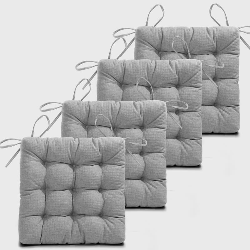 Four Light Gray Tufted Chair Cushions For Kitchen Chairs | Rulaer