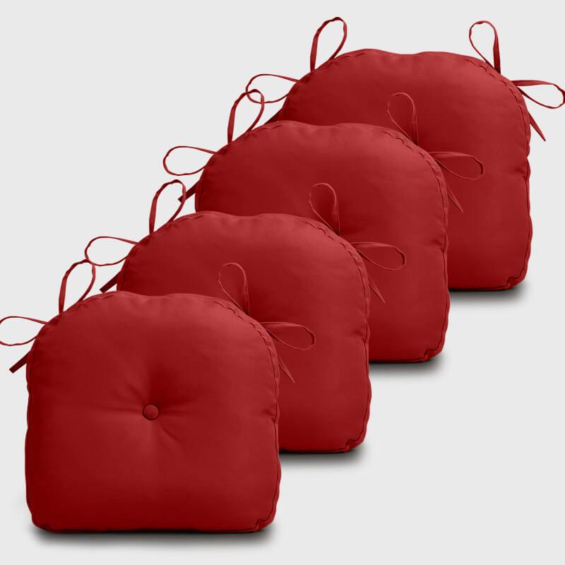 Four Patio U Shape Chair Cushions with Red color | Rulaer