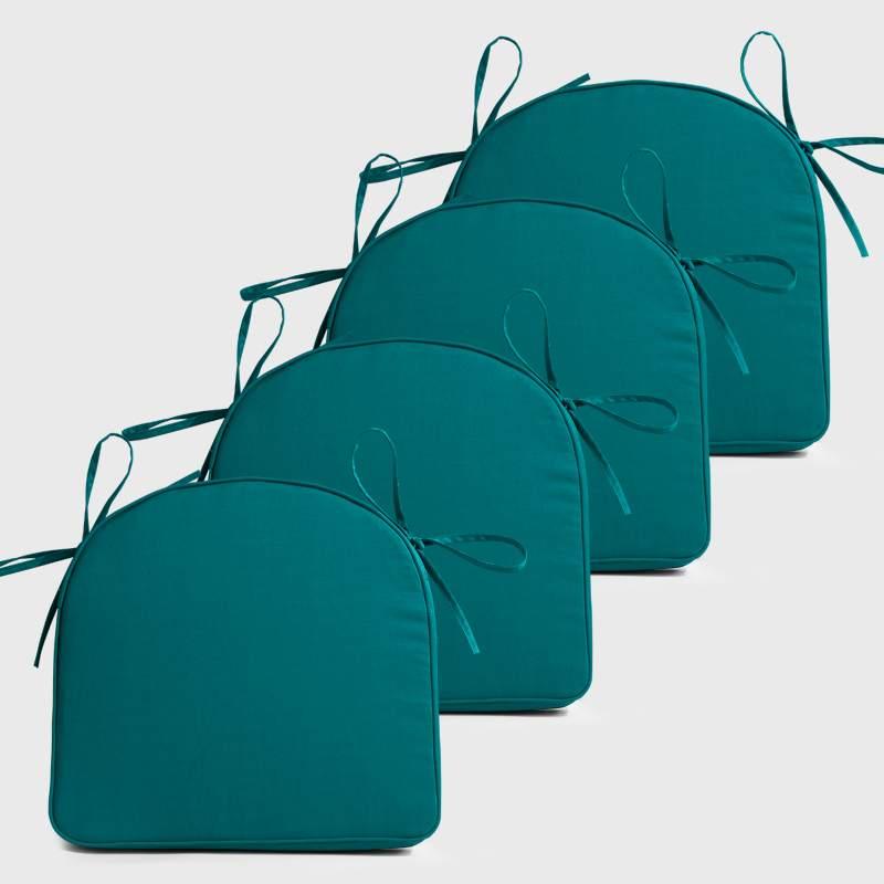 Four Peacock blue Backyard U Shape Chair Cushions | Rulaer