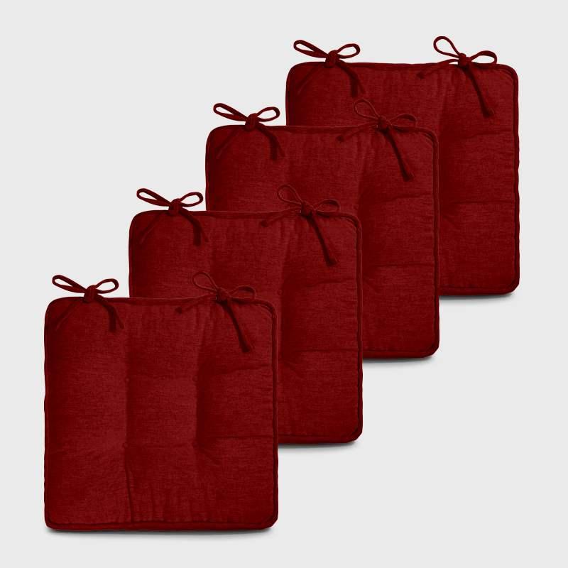 Four Red Chair Cushions For Dining Chairs | Rulaer