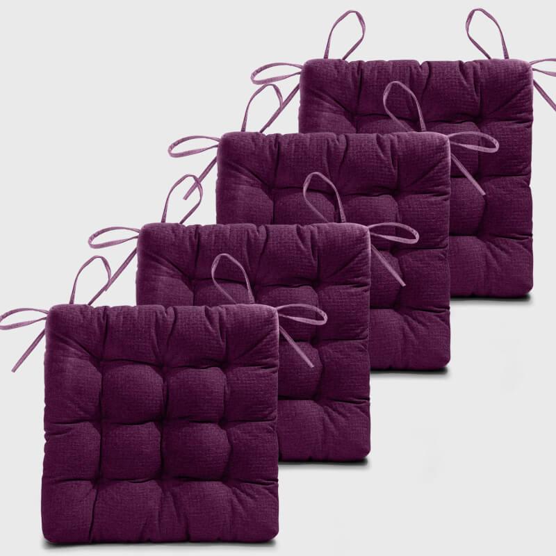 Four Wine Tufted Chair Cushions For Kitchen Chairs | Rulaer