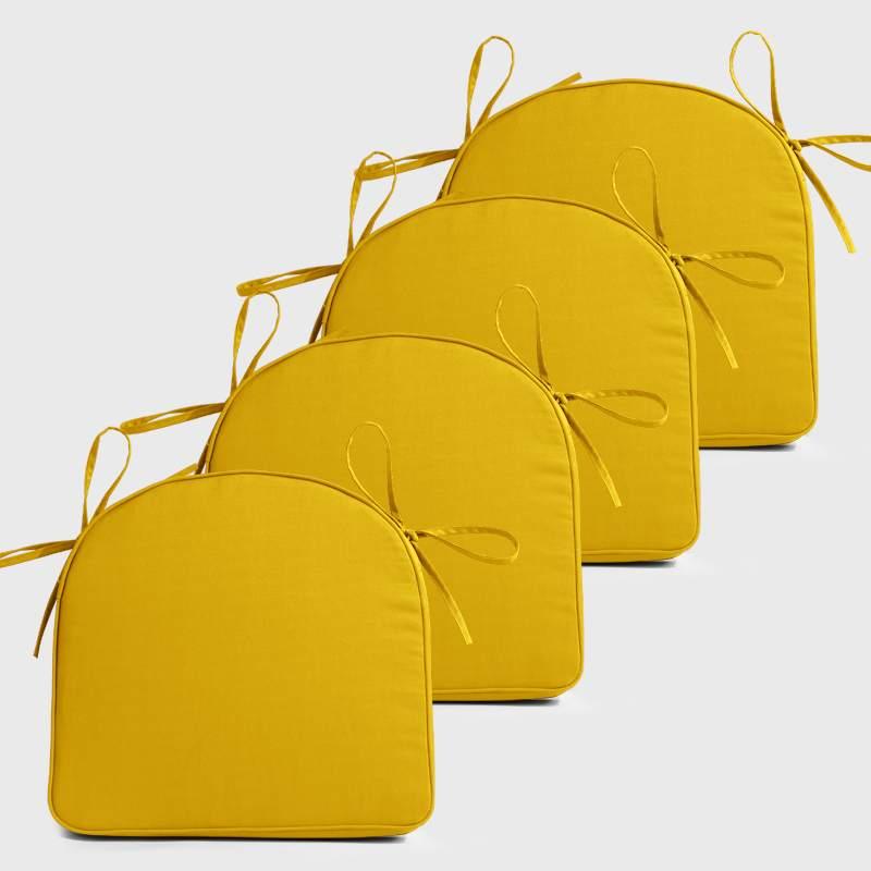 Four Yellow Backyard U Shape Chair Cushions | Rulaer