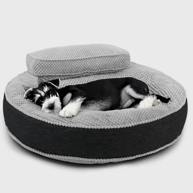 Gray Comfiest Small Puppy Bed with Pillow could be placed on your living room | Rulaer