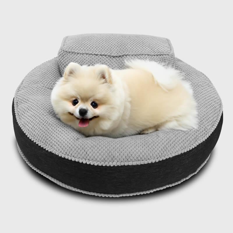 Gray Comfiest Small Puppy Bed with Pillow could be placed on your patio | Rulaer