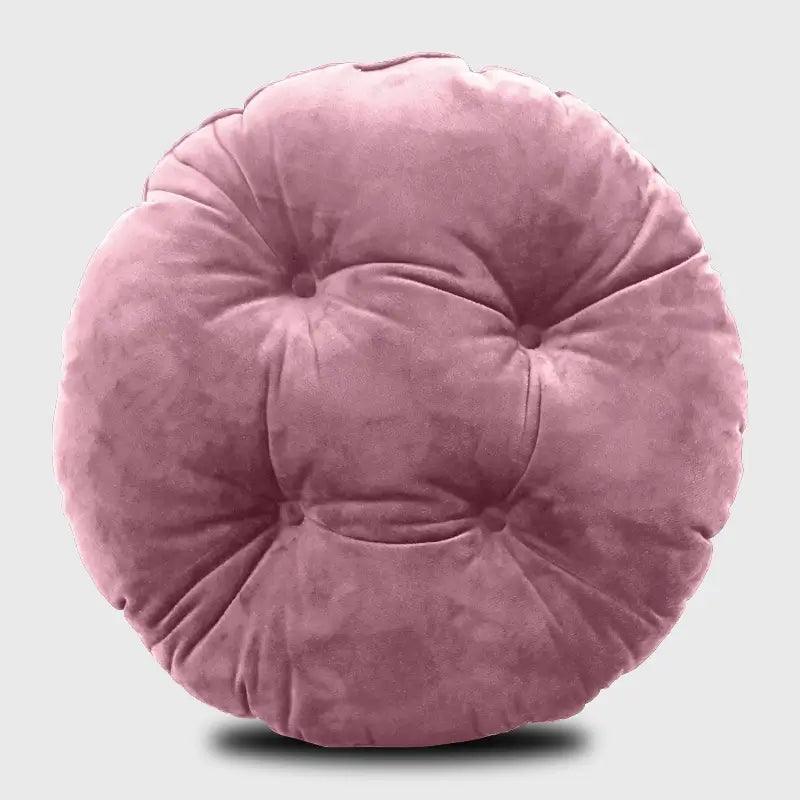 Indoor Futon Strap Seat Cushion with pink color is made of velvet, soft to touch, could be placed on round stool | Rulaercushion