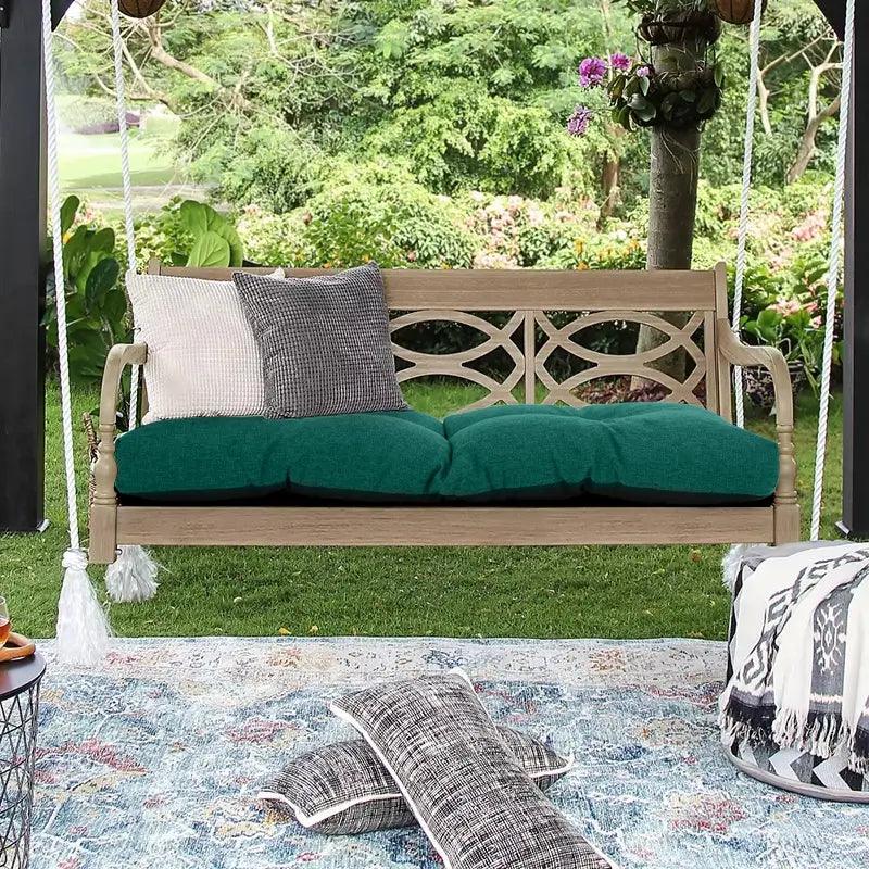 Indoor or Outdoor Non-Slip Tufted Patio Thick Soft Bench Mat with Dark green could be used in indoor shoe changing bench | Rulaercushion