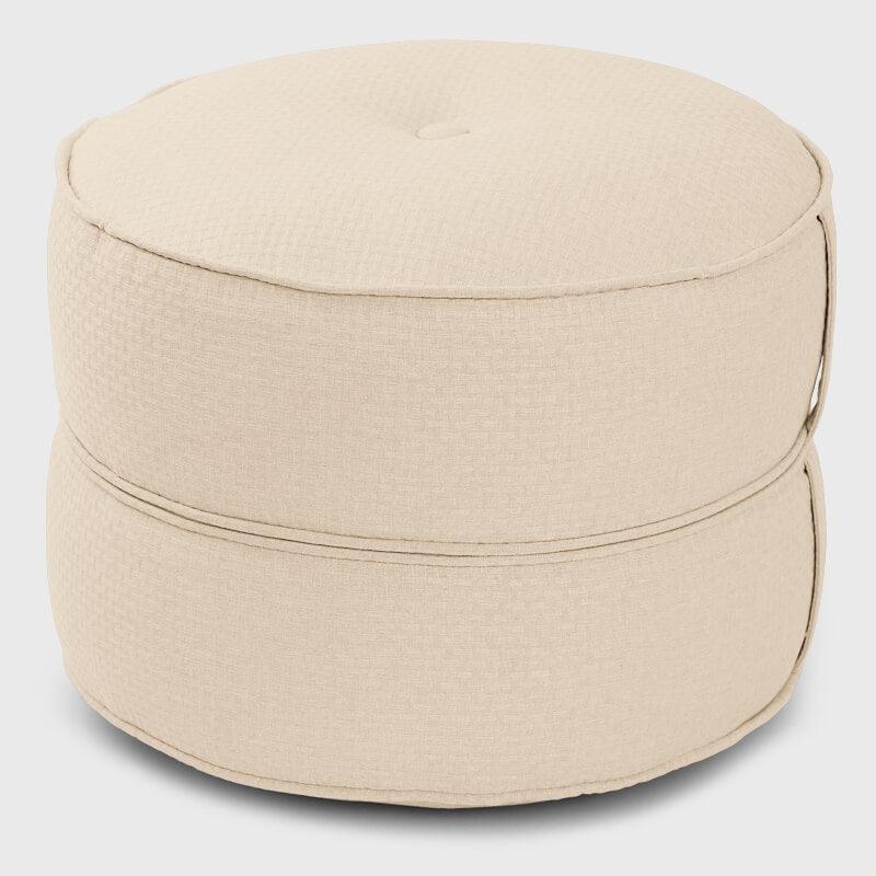 Ivory Living Room Round Pouf Ottoman | Rulaer
