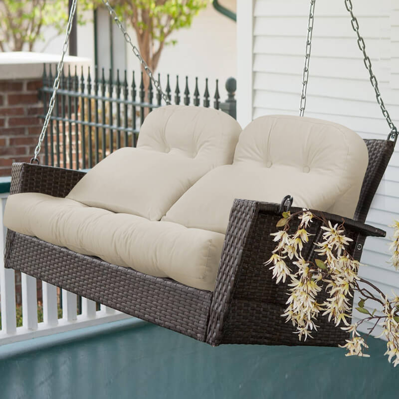 Ivory Patio Wicker Loveseat Cushion Sets are used on rocking chair where you can have a good time with your family | Rulaer cushion