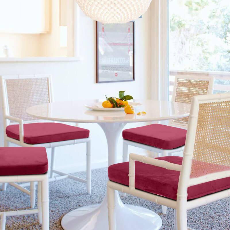 Kitchen Velvet Chair Cushions are placed on indoor dining chairs | Rulaer