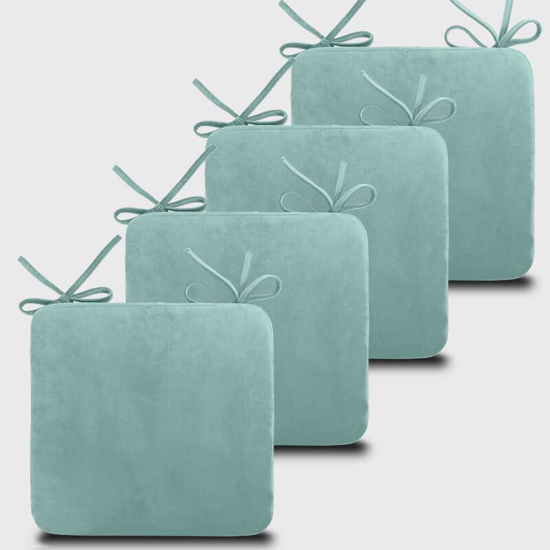 Kitchen Velvet Chair Cushions with Light green Color is a shining decor on your kitchen dining chairs | Rulaer