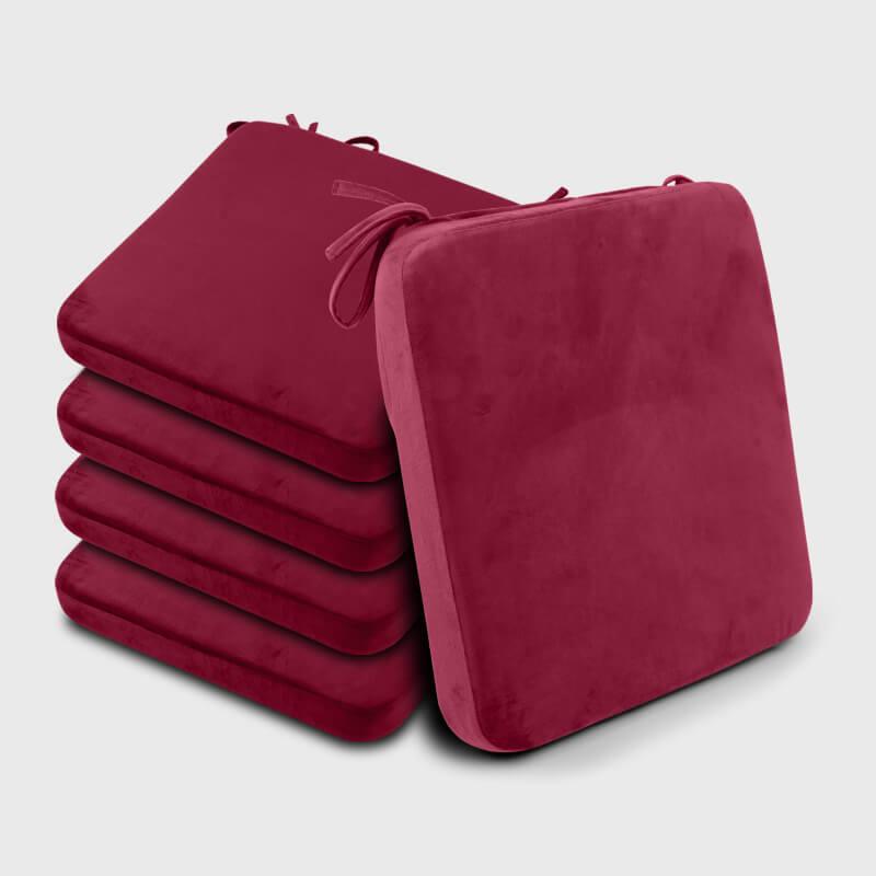 Kitchen Velvet Chair Cushions with Red Color is a shining decor on your kitchen dining chairs | Rulaer