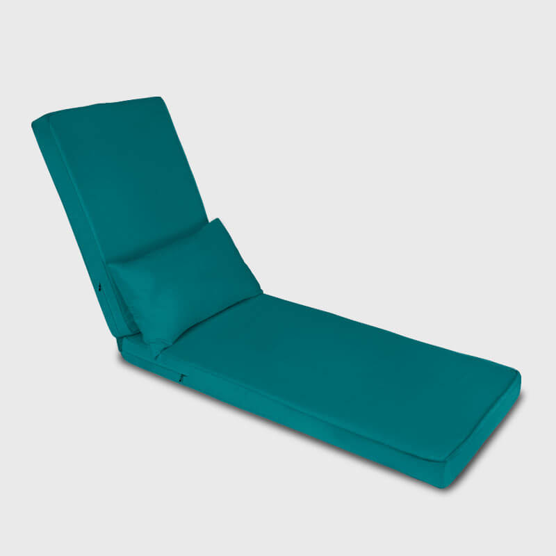 Light blue Outdoor Waterproof Chaise Lounge Cushion has lumber pillow to protect your body | Rulaer cushion