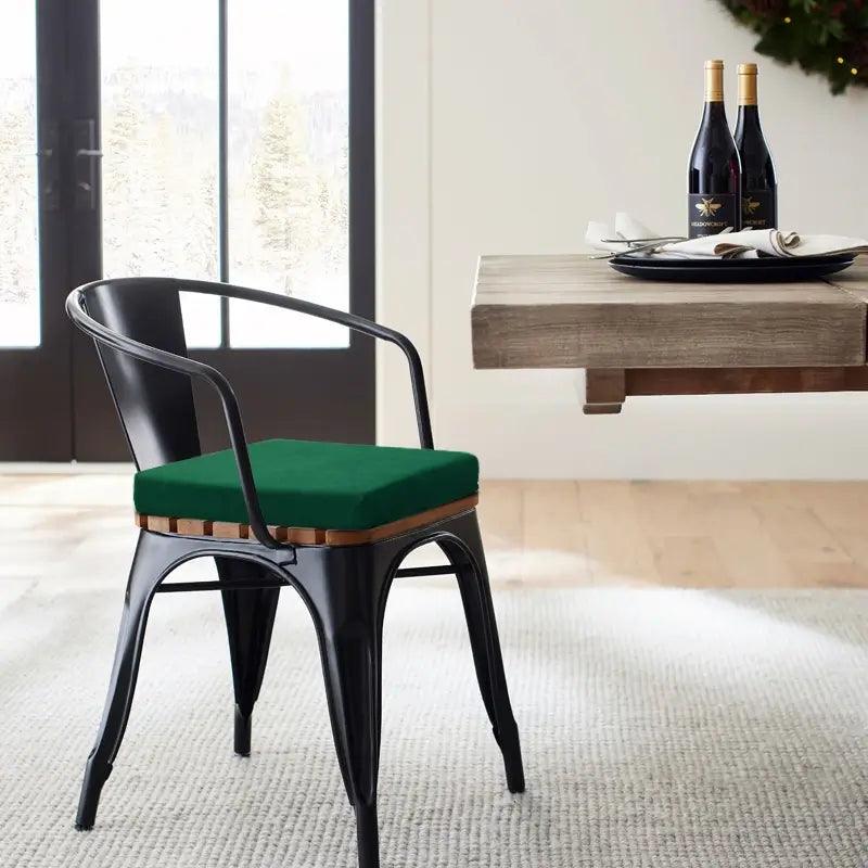 Non-Slip Bar Stool Square Seat Cushions with Dark green color could be placed on your kitchen counter chairs | Rulaercushion