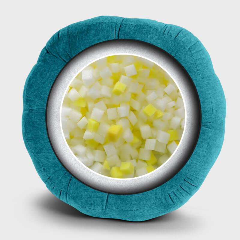 Office Round Floor Cushion with Lake blue color has sponge particles and silk floss, super light weight good rebound effect | Rulaercushion