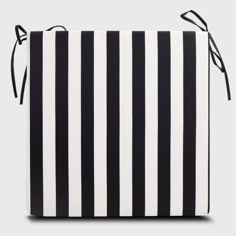 Outdoor Chair Cushion Pads With Ties with wide black stripes | Rulaer