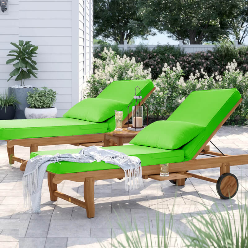 Outdoor Waterproof Chaise Lounge Cushion is used in garden and backyard, full of flowers | Rulaer cushion