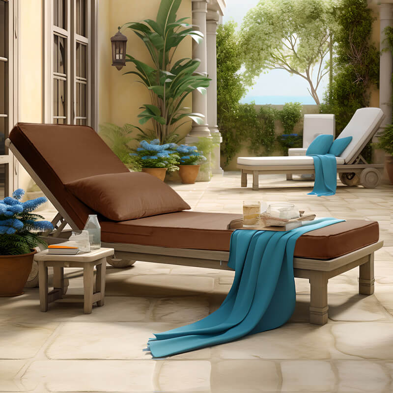 Outdoor Waterproof Chaise Lounge Cushion on the backyard garden give you a lazy afternoon.| Rulaer cushion