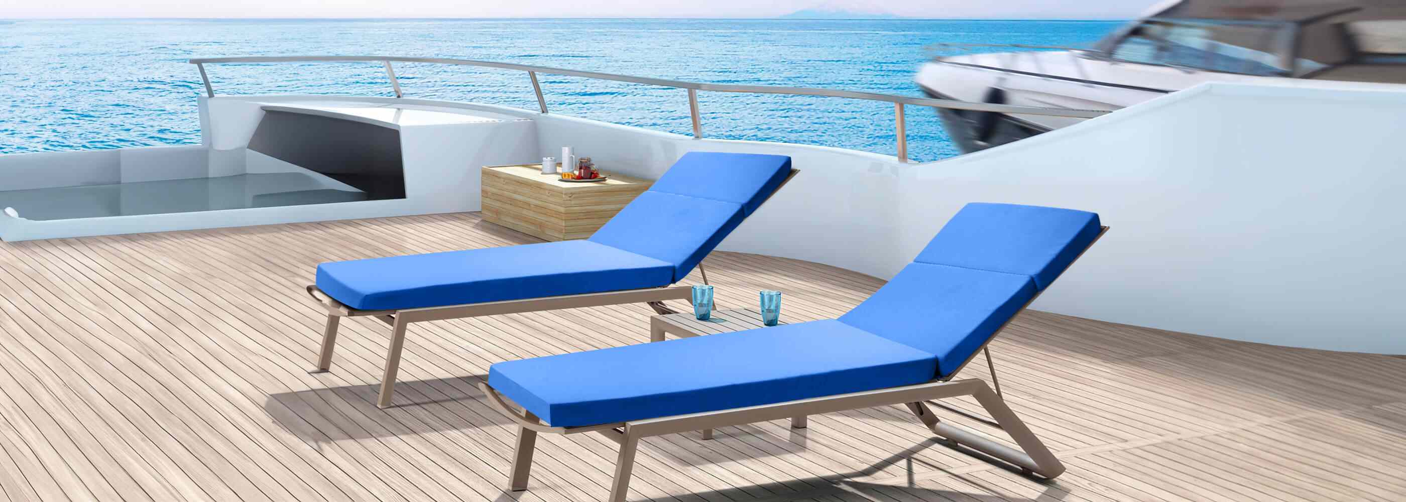 Outdoor Deck Chaise Lounge Cushion could be used in ship deck | Rulaer