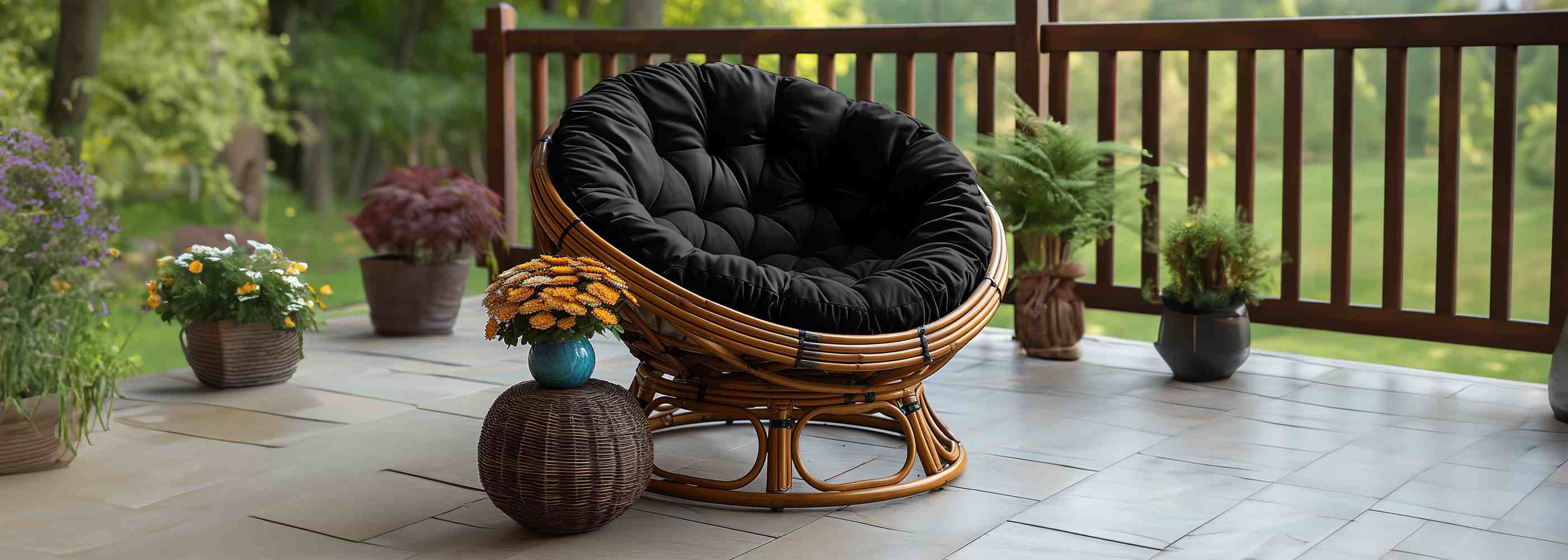 Outdoor Papasan Seat Cushion could be placed in outdoor porch | Rulaer