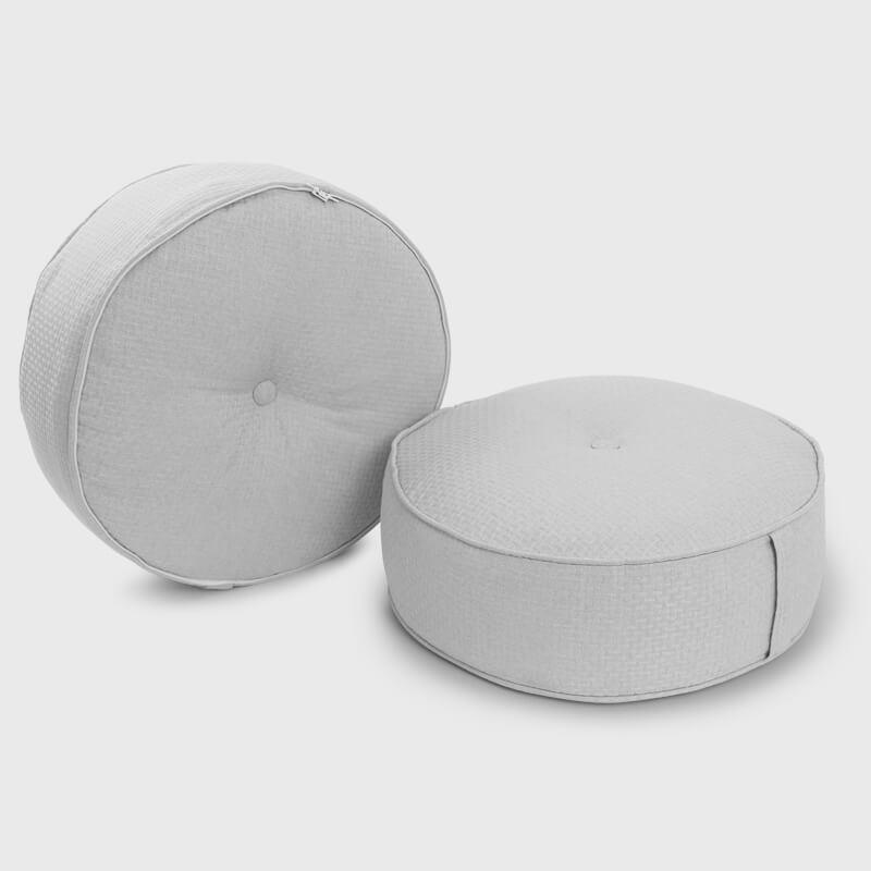 Pack of 2 Light gray Living Room Round Pouf Ottoman | Rulaer