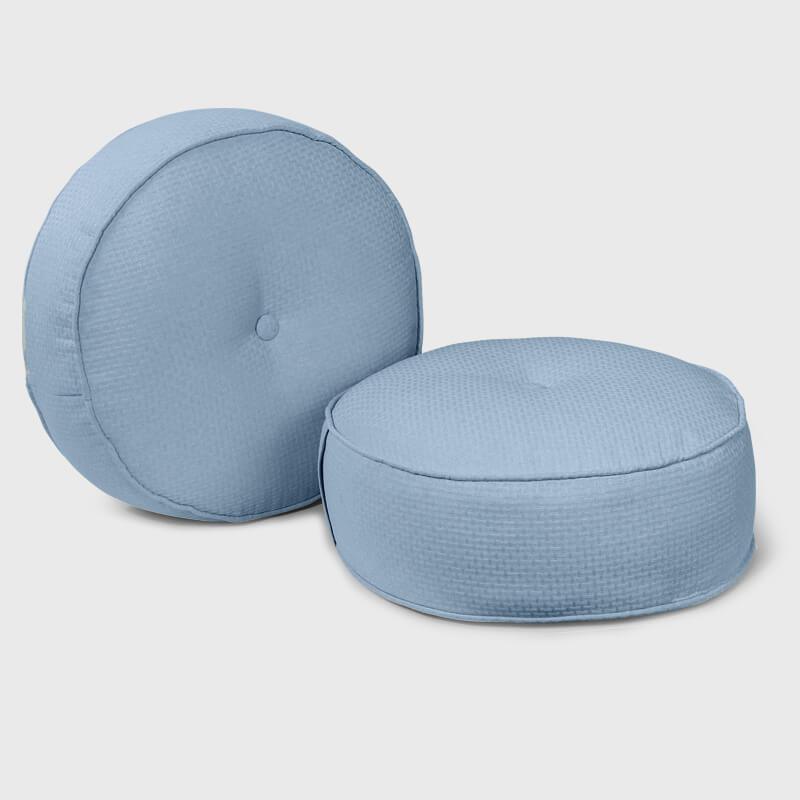 Pack of 2 Pale blue Living Room Round Pouf Ottoman | Rulaer